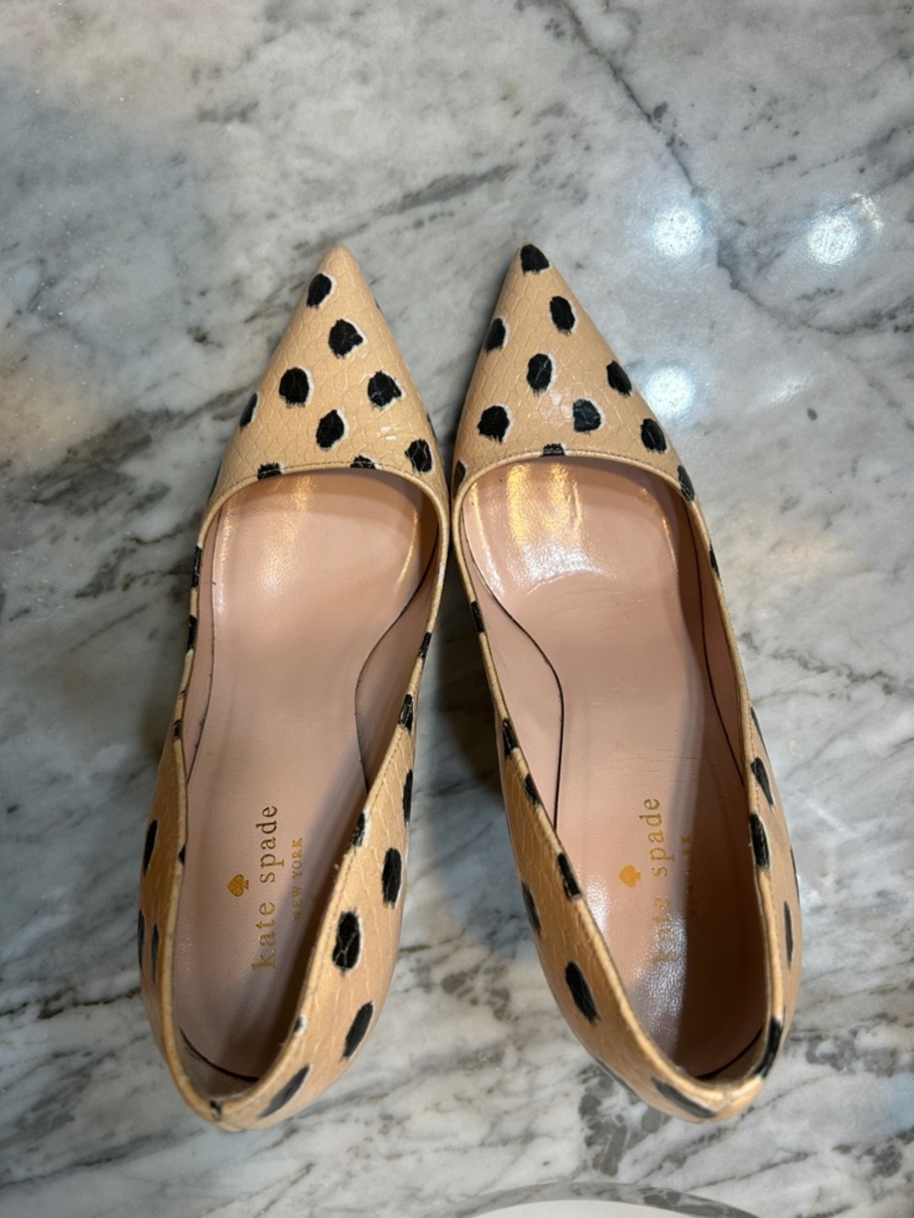 kate spade Tan and Black Leopard-Spot Pointed Toe Pumps - Picture 7 of 10